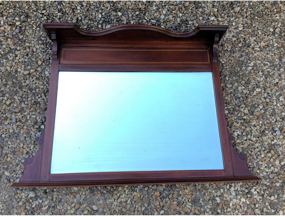 Inlaid Mahogany Overmantle Mirror — view 2