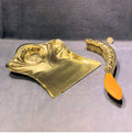 JS&S Brass Crumb Tray and Brush — Brass, circa 1900