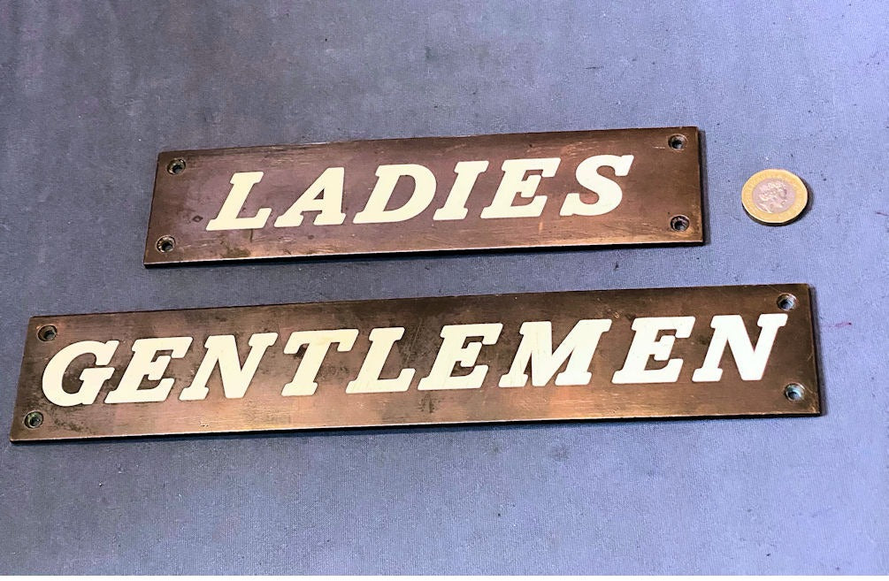 Ladies & Gentlemen Brass Nameplates — Brass