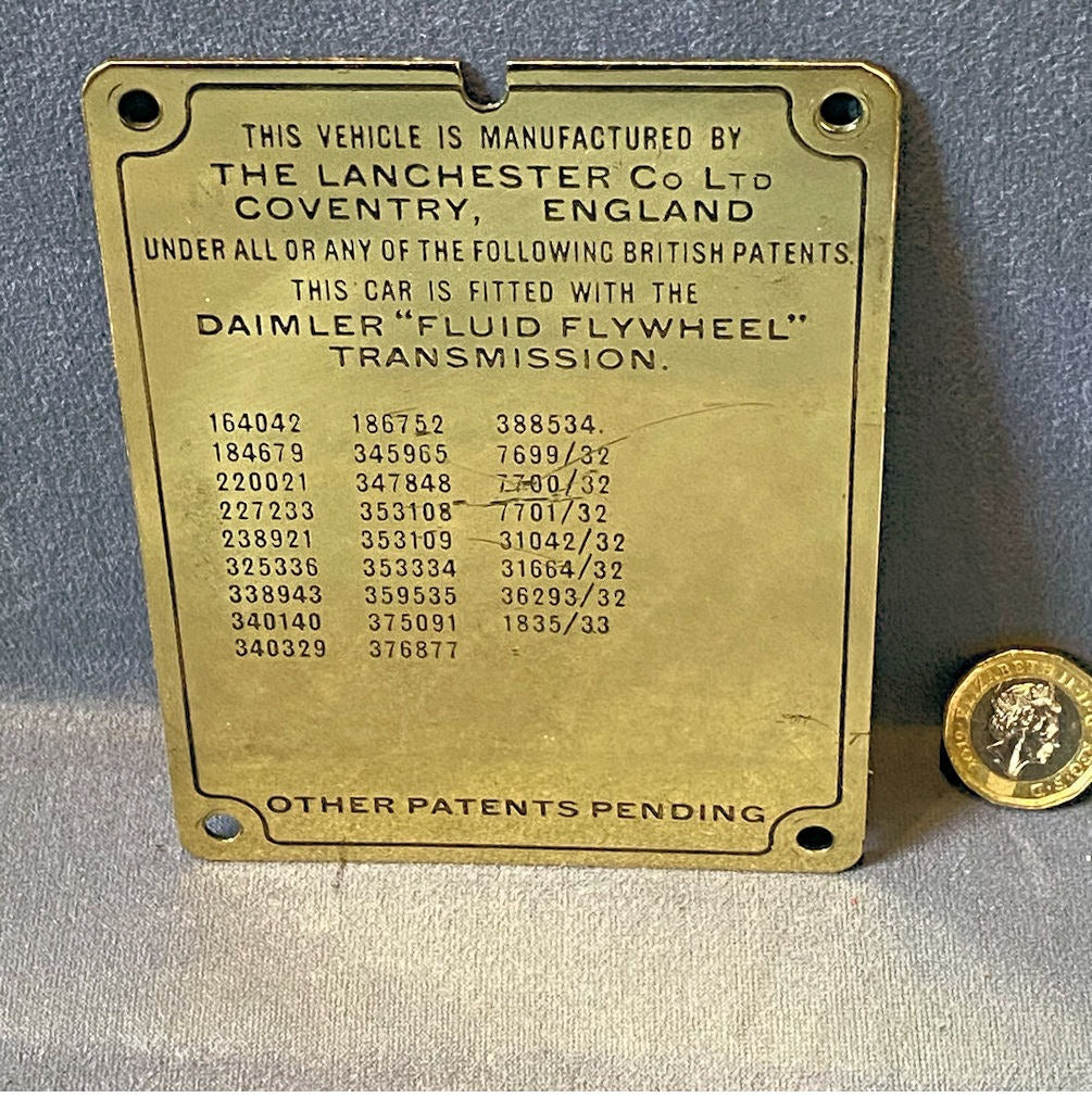 Lancaster Co Ltd Brass Plaque — Brass, 1920's
