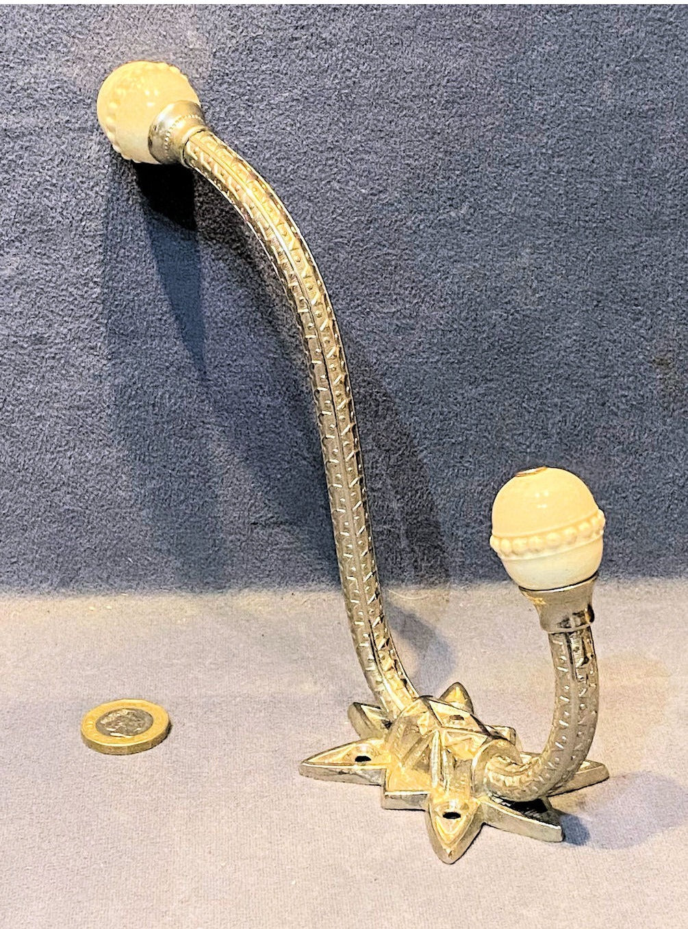 Large Nickel Plated Hat & Coat Hook, 2 available — view 2