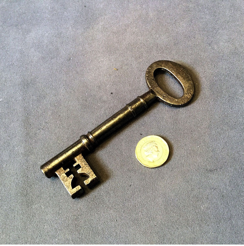 Large Wrought Iron Door Key — Wrought iron, late 19th century