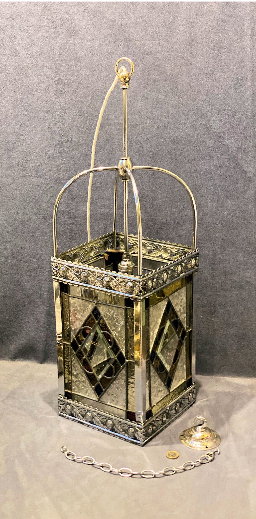 Leaded Glass Hall Lantern — view 2