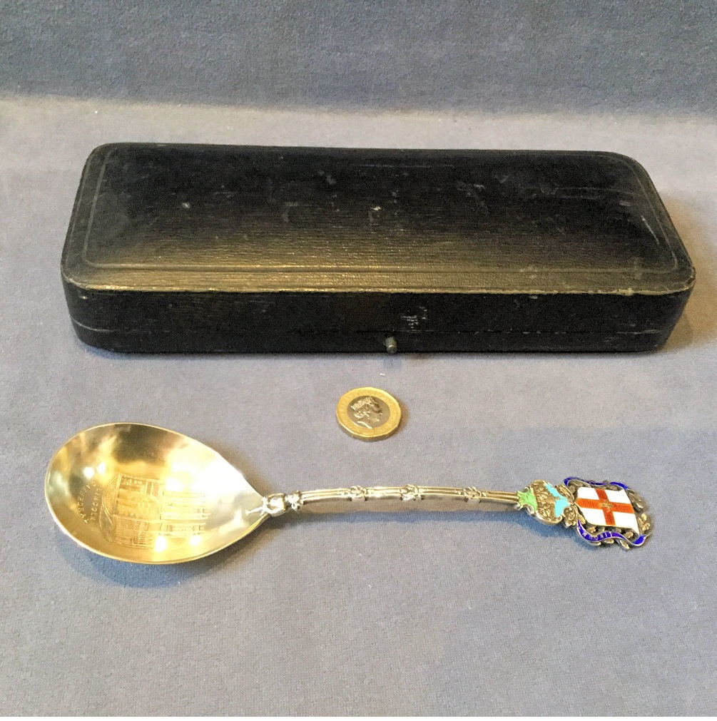 Lincoln Imp Enamel and Silver Spoon — Enamel, 1901