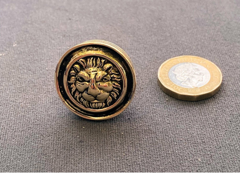 Lion Brass Cupboard Knob — Brass, late 19th century