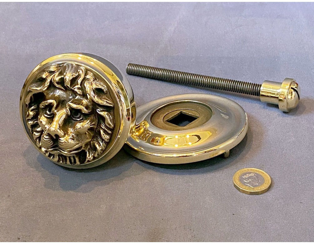 Lion Mask Brass Door Pull Knob — view 3