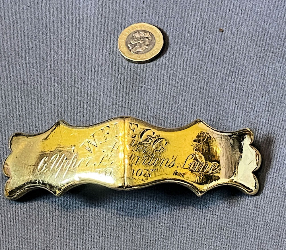 London Saddler's Brass Name Plate — Brass, late 19th century