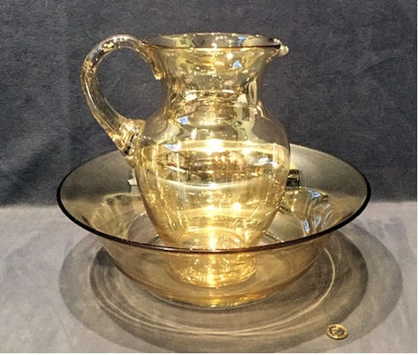 Lustre on Clear Glass Ewer and Basin — Glass, 1920's