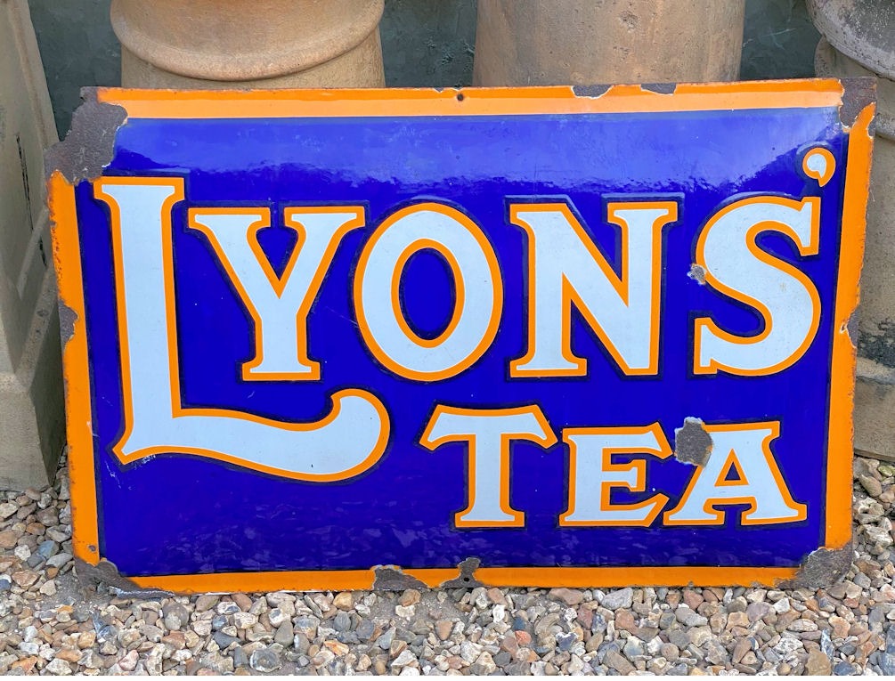 Lyons Tea Enamel Sign — Enamel, late 19th century