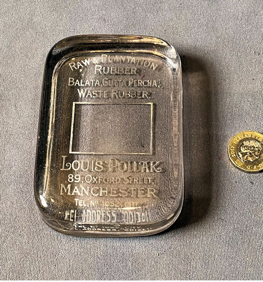 Manchester Advertising Paperweight — Glass, 1920's