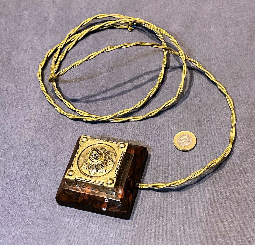 Marble & Brass Interior Electric Bell Press — Brass, 1920's