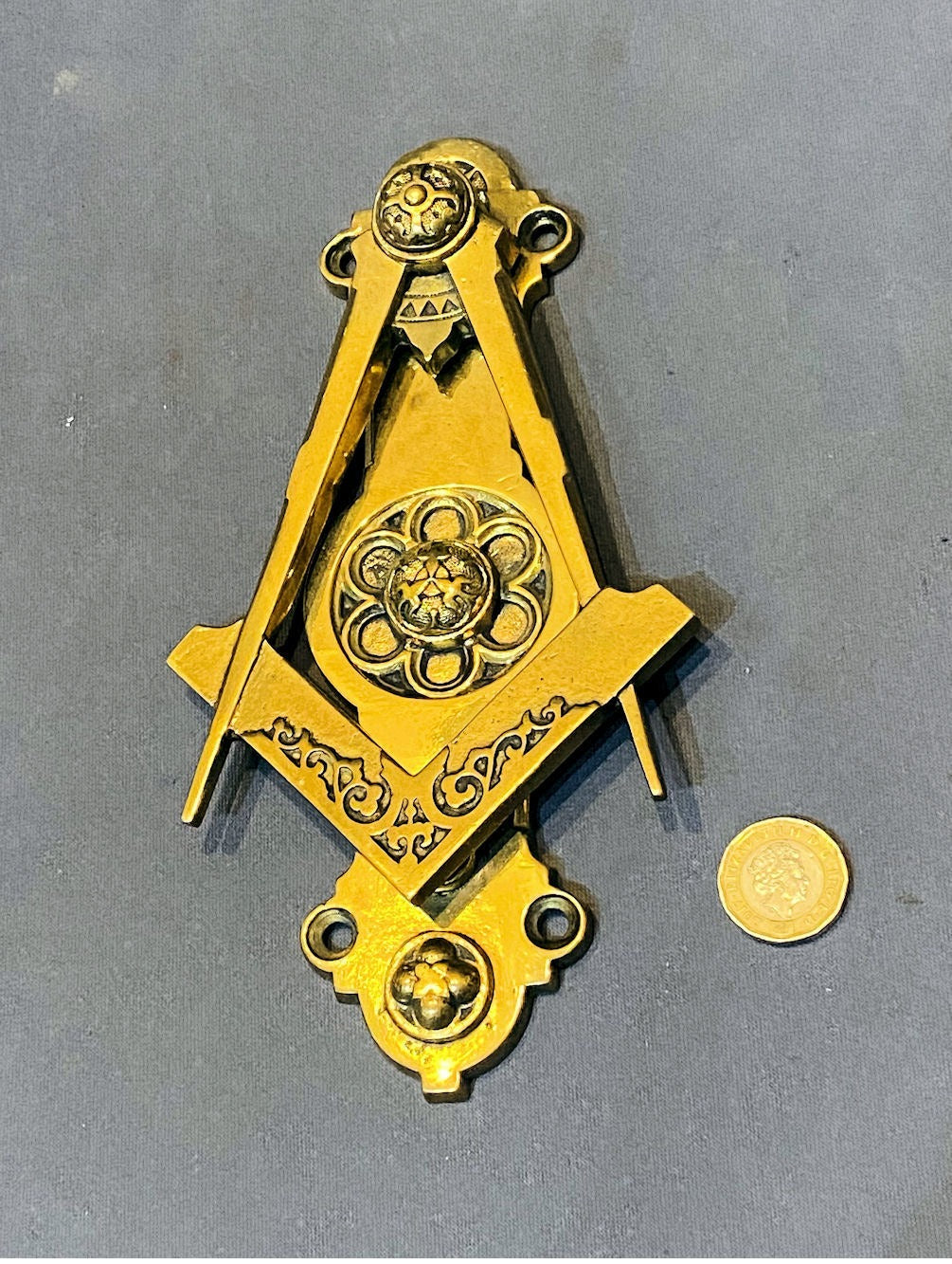 Masonic Brass Door Knocker — Brass, 1920's
