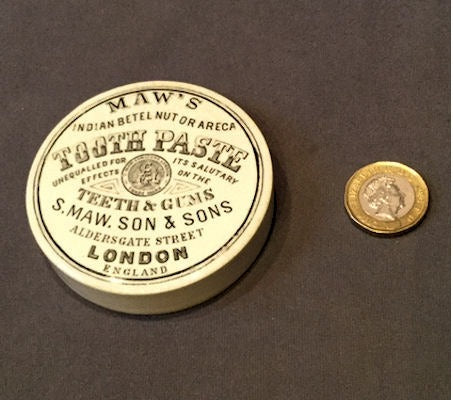 Maws Toothpaste Pot Lid — Ceramic, 1920's