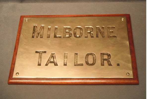 Milborne Tailor Brass Nameplate — Brass, 1920's