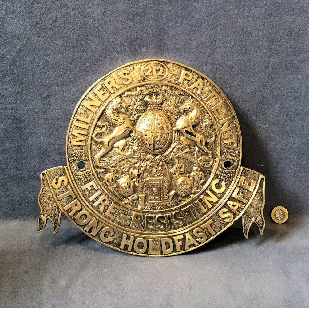 Milners Brass Safe Plate — Brass, late 19th century