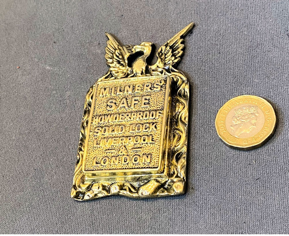 Milners Safe Brass Keyhole Cover — Brass, late 19th century
