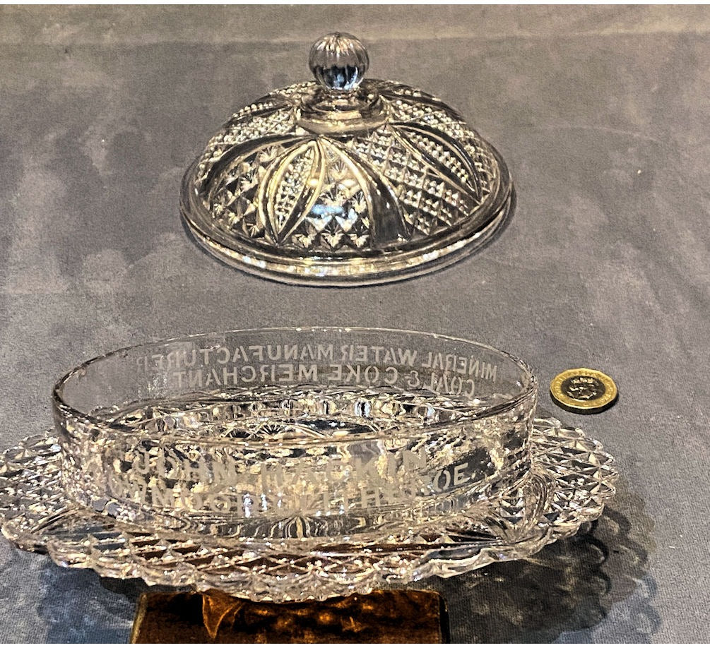 Mineral Water Manufacturer Glass Butter Dish — view 2