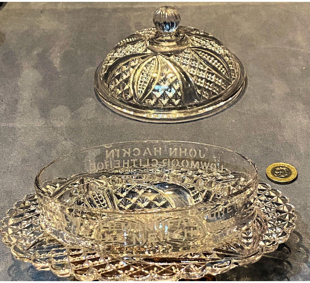 Mineral Water Manufacturer Glass Butter Dish — view 3