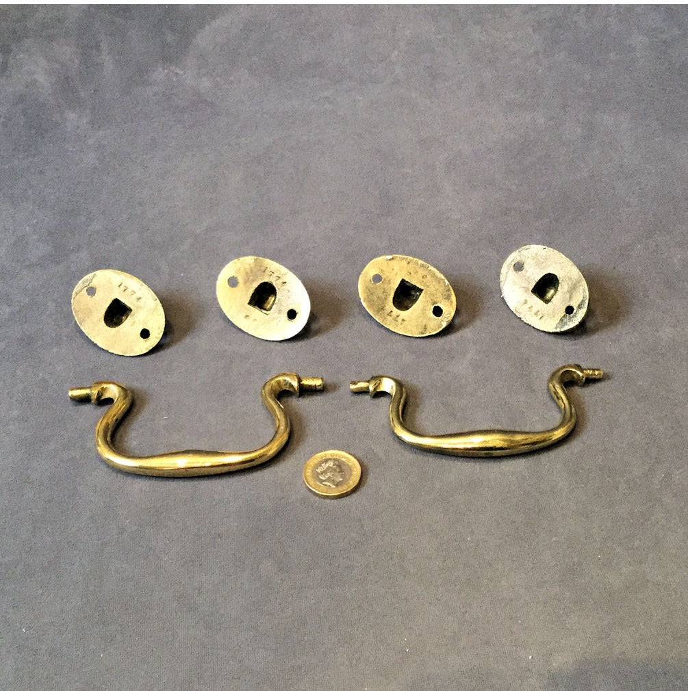 Near Pair of Brass Drawer Handles — view 2