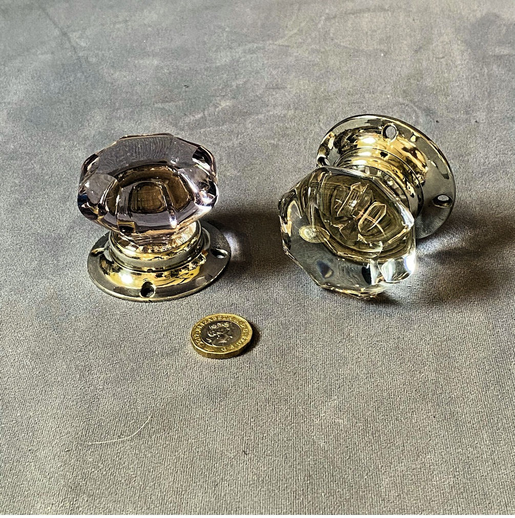 Near Pair of Glass Door Handles — Glass, 1920's