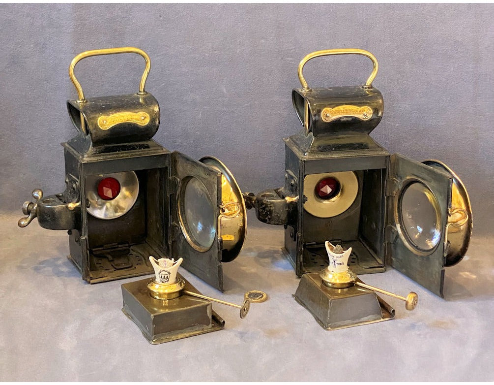 Near Pair of Millers Oil Motor Vehicle Lights — view 6