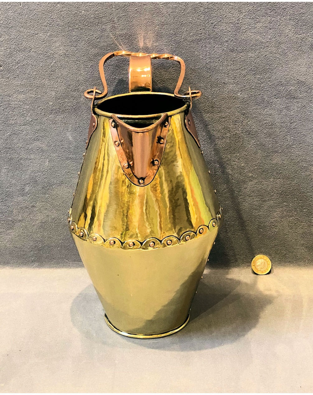 Newton School of Metalwork Copper & Brass Hot Water Jug — view 2