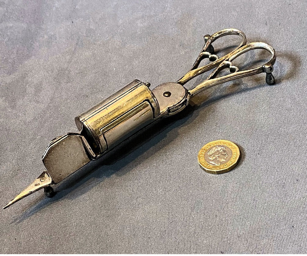 Nickel Plated Steel Candle Snuffer & Doubter — Nickel, 19th century