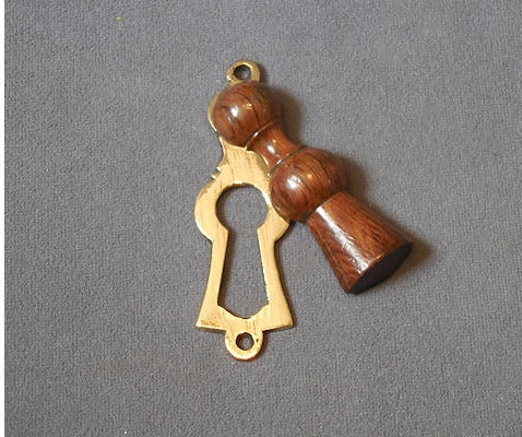 Oak and Brass Keyhole Cover — view 2