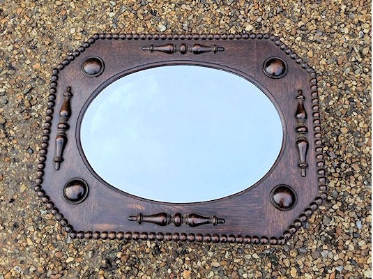 Oak Framed Wall Mirror — Oak, 1920's