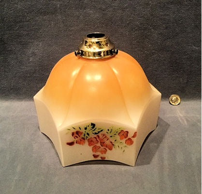 Orange on White Glass Shade — Glass, 1930's