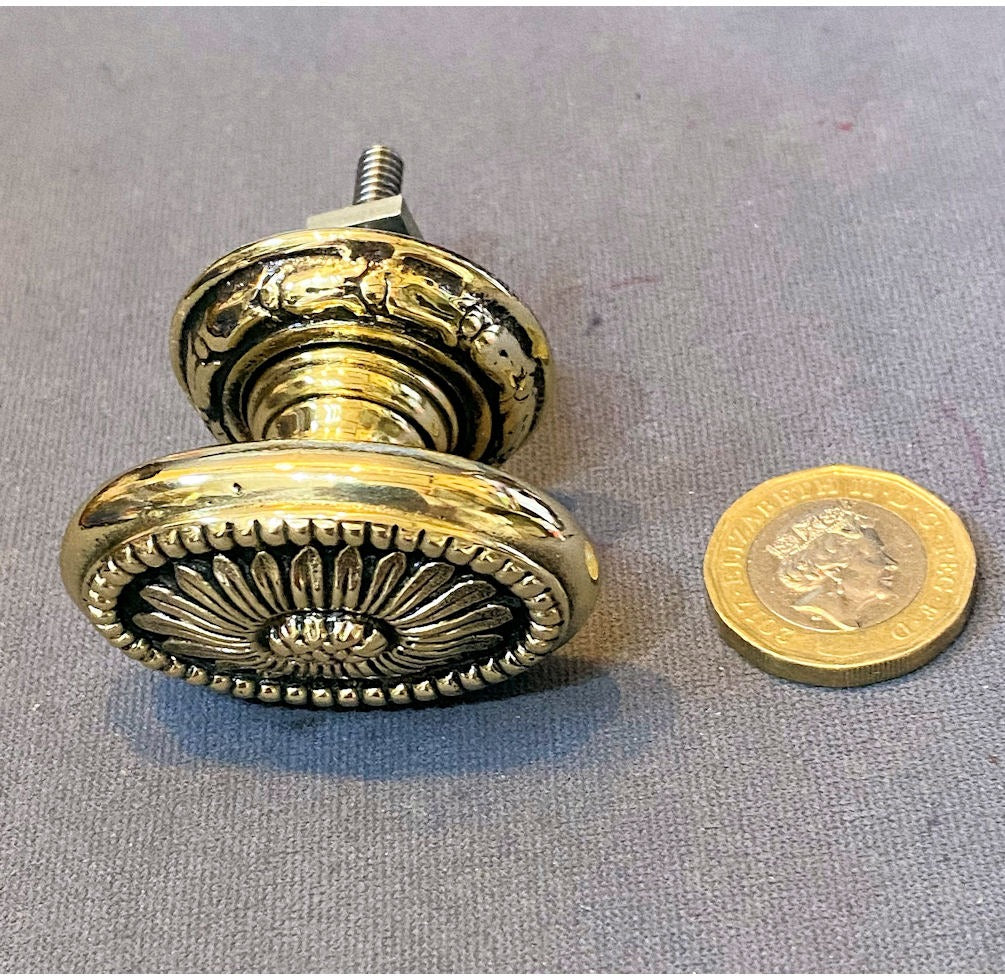 Oval Brass Cabinet Handle — view 2