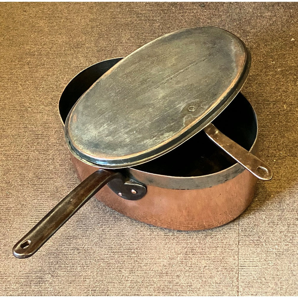 Oval Copper Saucepan with Lid — view 3