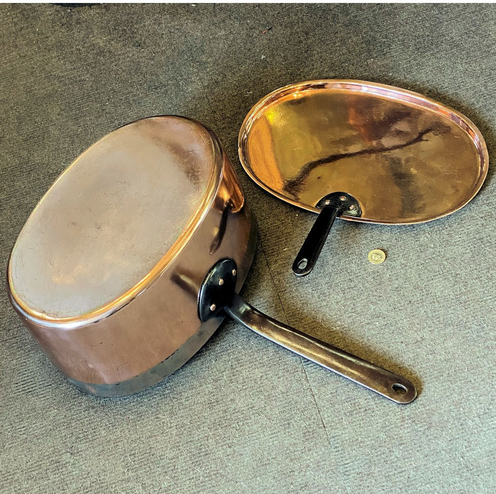 Oval Copper Saucepan with Lid — view 5