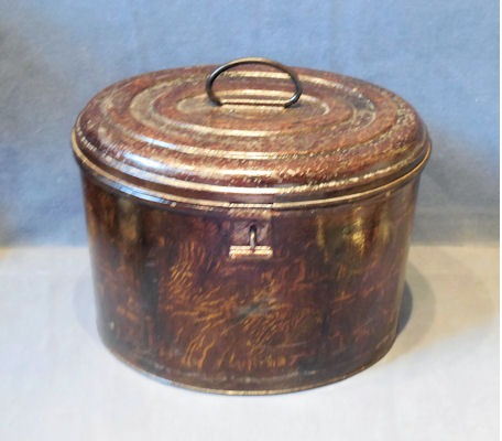 Oval Steel Hat Tin — Steel, circa 1900