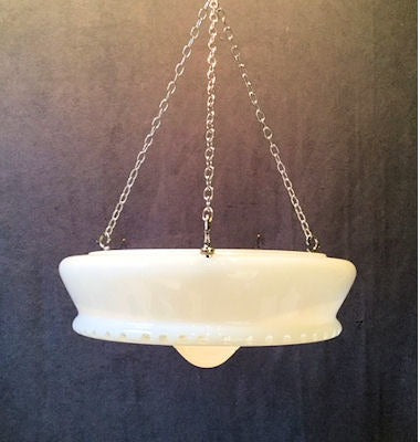 Overlaid White Glass Electric Light Fitting — Glass, 1930's
