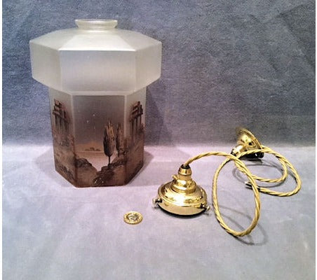 Painted Glass Electric Hall Lantern — view 2