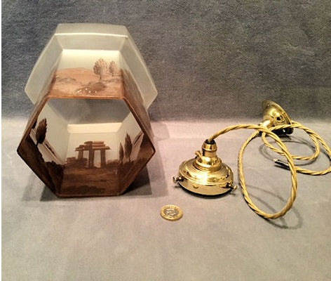 Painted Glass Electric Hall Lantern — view 3