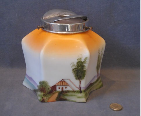 Painted Glass Lamp Shade — Glass, circa 1900