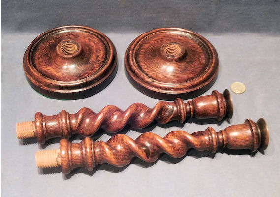Pair Barley Twist Oak Candlesticks — view 2