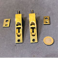 Pair of 3" Recessed Brass Door Bolts — Brass, late 19th century