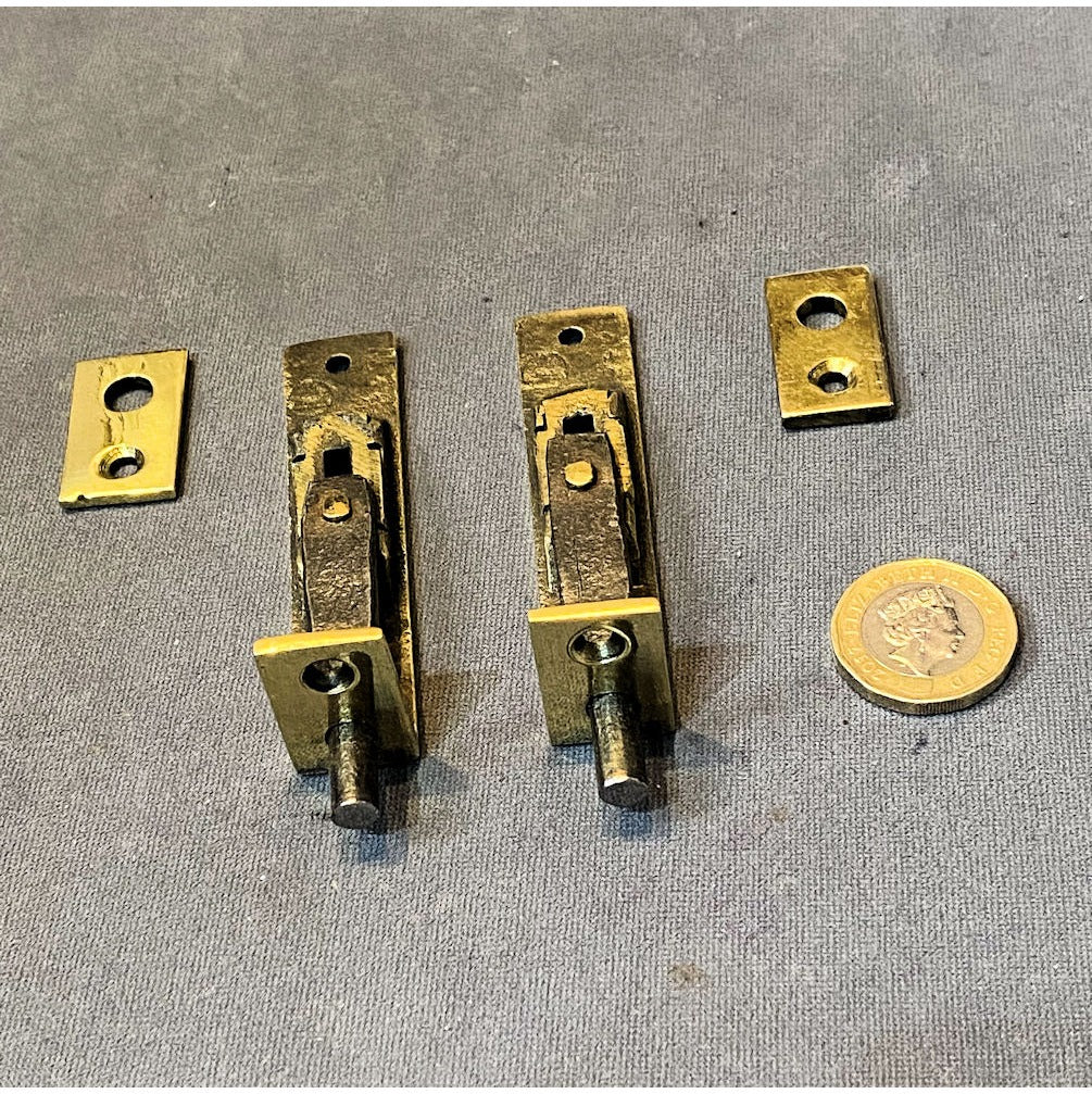 Pair of 3" Recessed Brass Door Bolts — view 2