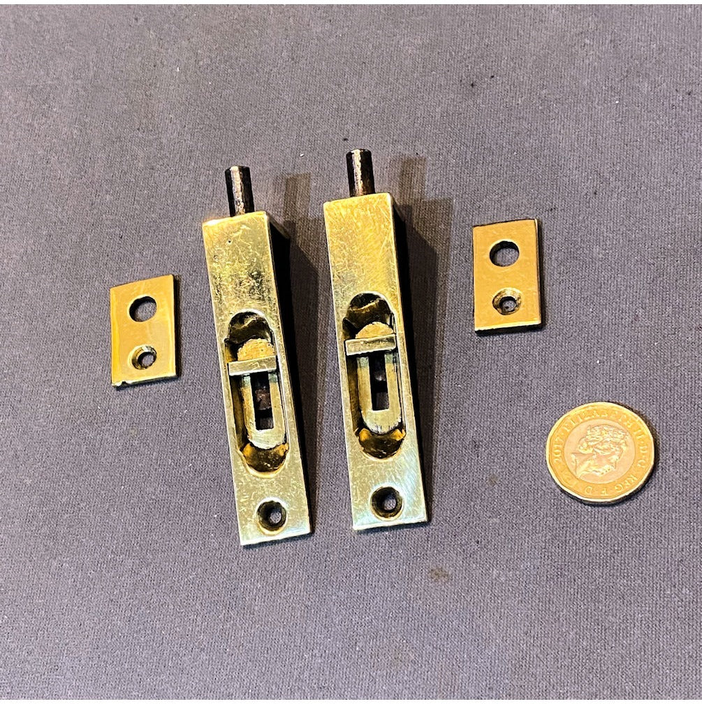 Pair of 3" Recessed Brass Door Bolts — view 3