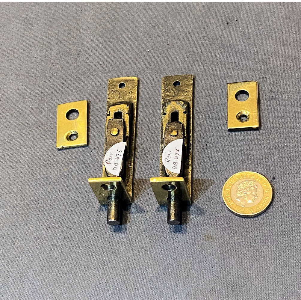 Pair of 3" Recessed Brass Door Bolts — view 4