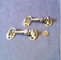 Pair of 4.5" Nickel Door Hooks and Eyes — Nickel, circa 1900