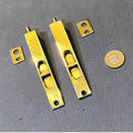 Pair of 4" Recessed Brass Door Bolts — Brass, late 19th century