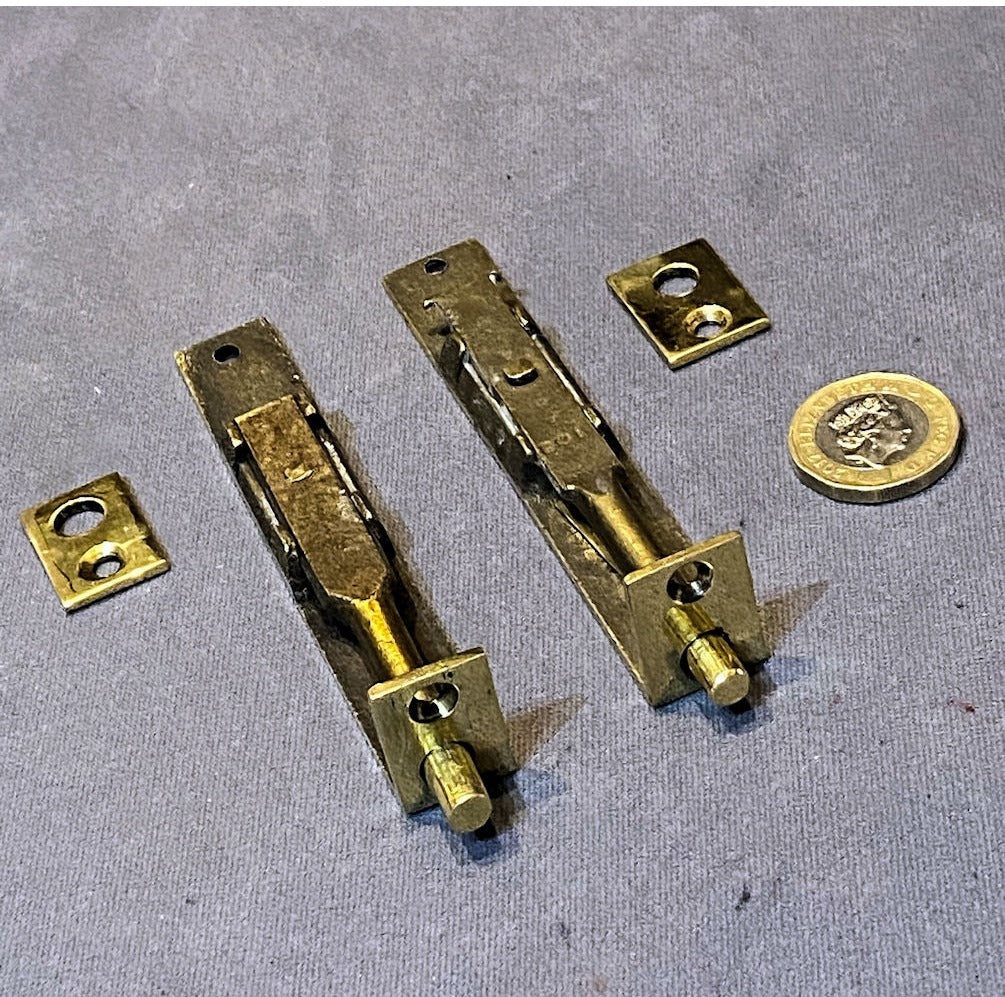 Pair of 4" Recessed Brass Door Bolts — view 2