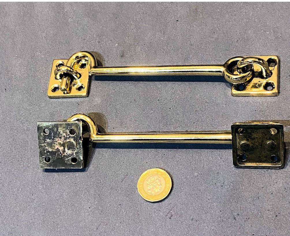 Pair of 5" Brass Door Hook & Eyes — view 3