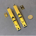 Pair of 5" Recessed Brass Door Bolts — Brass, late 19th century