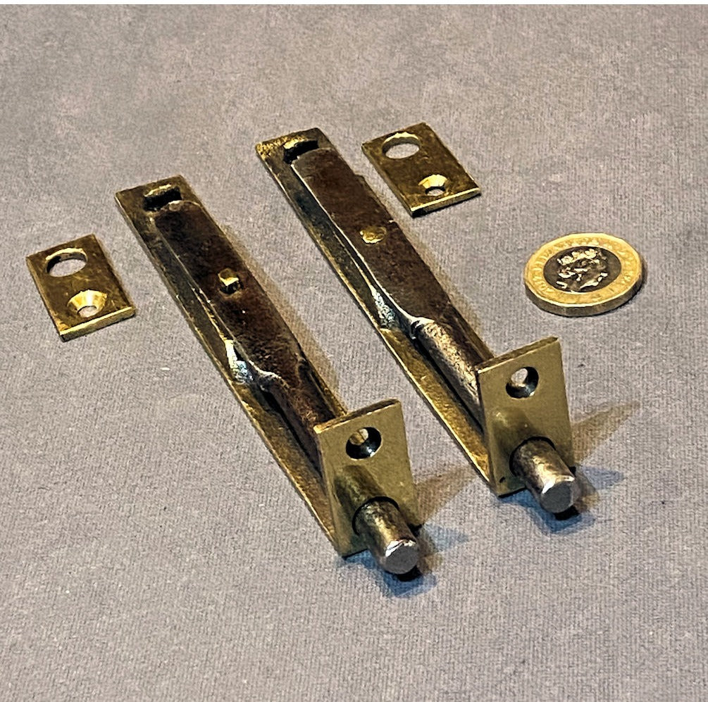 Pair of 5" Recessed Brass Door Bolts — view 2