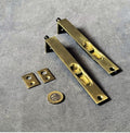 Pair of 6" Recessed Brass Door Bolts — Brass, late 19th century